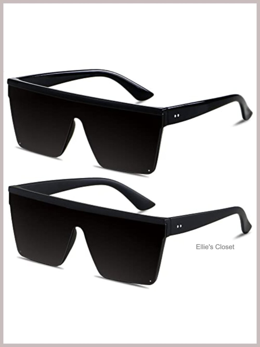 Oversized Square Sunglasses Big Flat Top Shield UV400 Plastic Frame Large